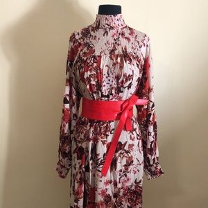 H&M Red and Brown Floral Print Dress